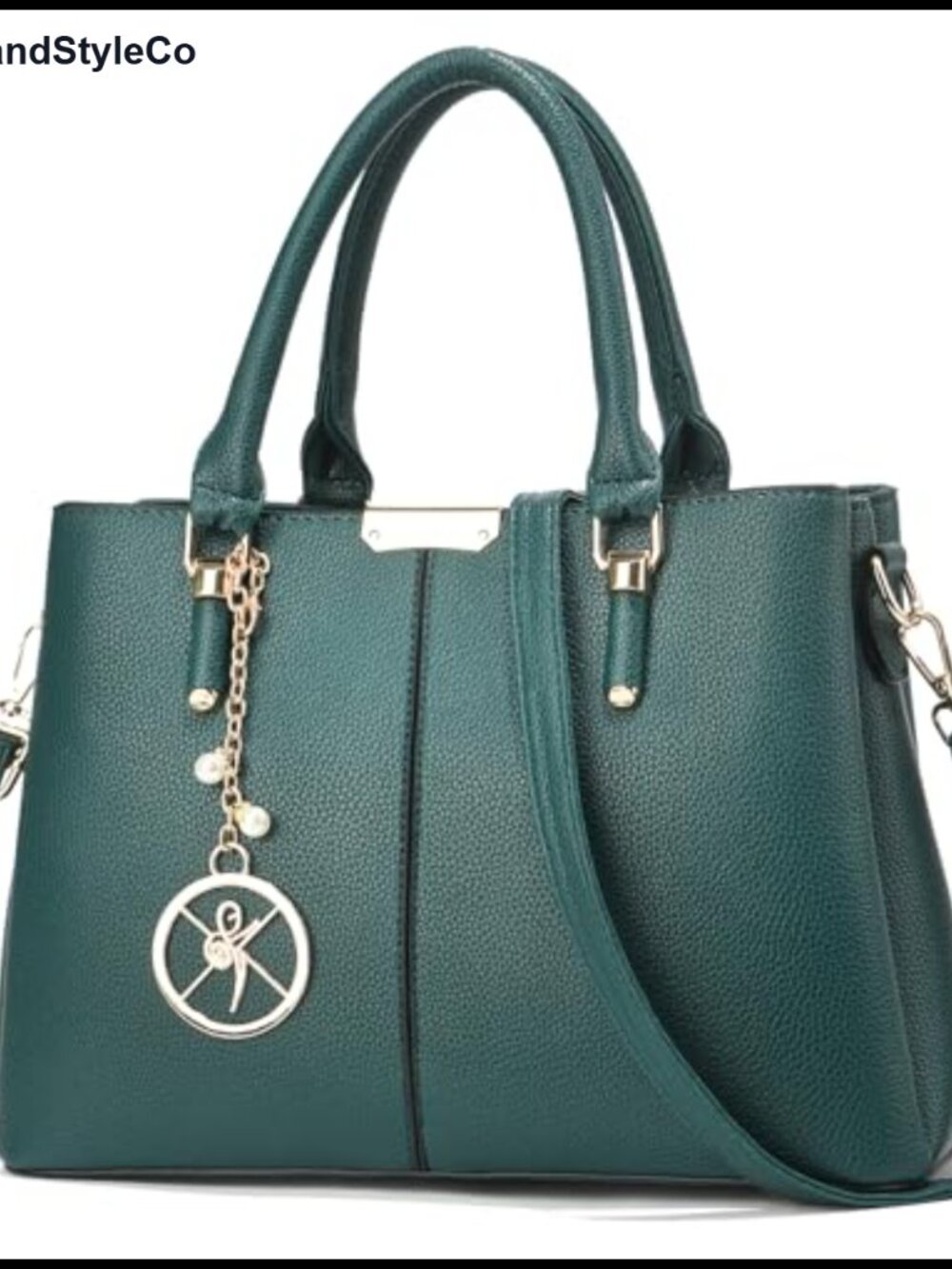 Women's Faux Leather Satchel Purse with 3 Zip Compartments, Adjustable Strap